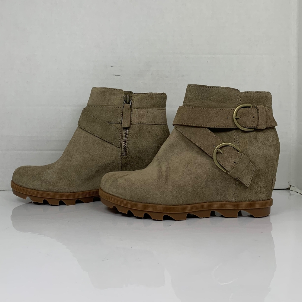 Sorel Women Joan Of Artic Wedge 11 Taupe Suede Bucket Boots Size 8.5 - Picture 2 of 10